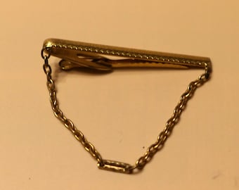 Vintage Hickok 2 1/4 Gold Tone Tie Clip w/Chain