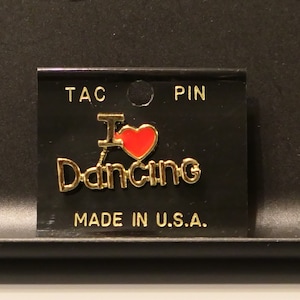I Love Dancing - Red Heart Dance Gold Metal Enamel Lapel Pin New