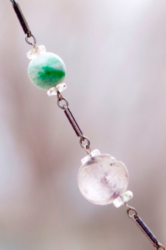 Antique Jade & Amethyst Necklace // Antique Jade … - image 3