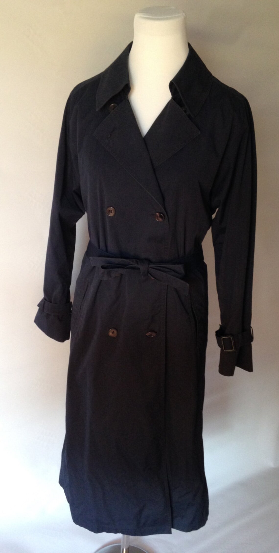 Vintage Navy Trenchcoat // Detachable Wool Lining // Womens - Etsy