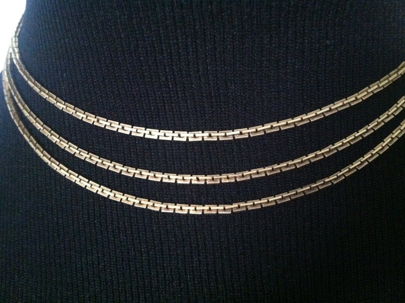 12K Gold-Filled Vintage Set 2 Necklaces 1 Bracelet Greek Key