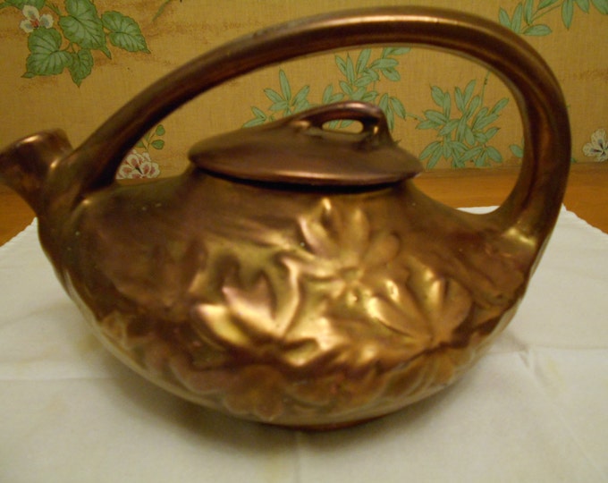 Vintage Teapot Copper Colored Ceramic Teapot Dated 1942 Etsy