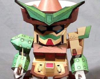 DIY SD Tequila Gundam Kartenmodell Kit - Neo Mexico chibi mecha (druckbare PDF)