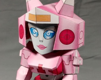 DIY MonoAriel robot cardmodel kit - pink lady robot, papermodel puzzle (printable PDF)