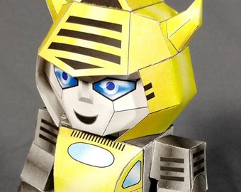 DIY Bee Roboter Cardmodel Bausatz - Chibi VW Roboter Papiermodell (druckbares PDF)