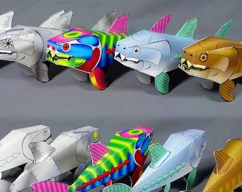 DIY mini Dunky - simple dunkleosteus papercraft - Phanerozoic Phantasms - Devonian apex predator cardmodel