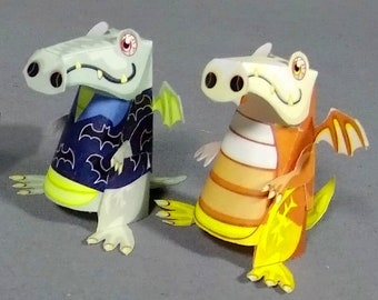 Halloween dragon cardmodel set - Mythical Beasts holiday reptiles papercraft