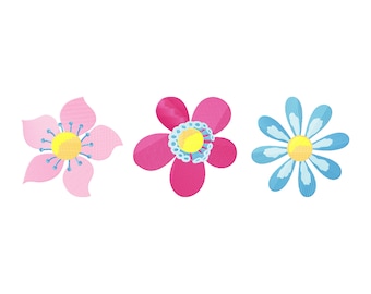 THREE FLOWERS embroidery file