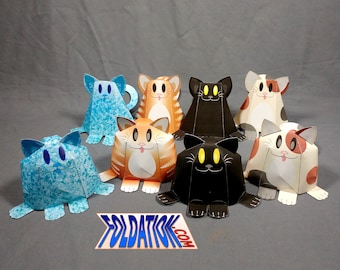 onigiri cat papercraft kit - Created Curiosities cardmodel lump feline - kitty papertoy