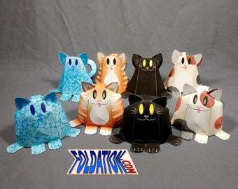 onigiri cat papercraft kit - Created Curiosities cardmodel lump feline - kitty papertoy