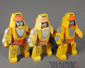 DIY Unwheeldly Language cardmodel kit - orange robot alien papermodel (printable PDF)