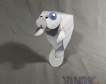 DIY manatee papercraft kit - sea cow cardmodel - floaty potato papermodel (PDF printouts)