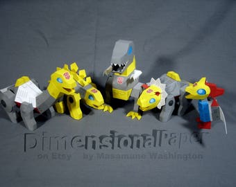 SD smol dinosaur robots cardmodel figure set - papertoy robot dinosaurs - chibi robodinos - lil' mechasaurs