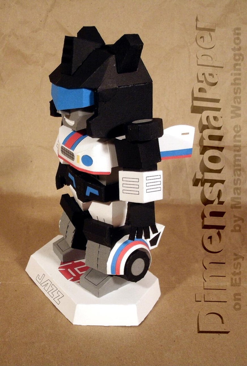 alien robot SD Jazz cardstock model figure Chibi Cybertronian sportscar papertoy papercraft autonomous bot Lil/' Jazz
