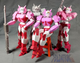 DIY MonoAriel Robot Cardmodel Kit – Pink Lady Robot, Papermodel Puzzle (printable PDF)