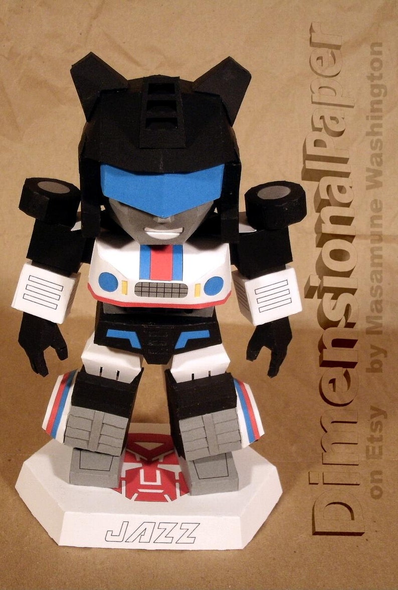 alien robot SD Jazz cardstock model figure Chibi Cybertronian sportscar papertoy papercraft autonomous bot Lil/' Jazz