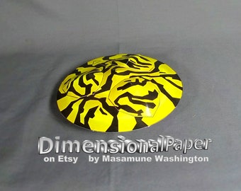 DIY Miss Invader's dinghy cardmodel kit - Obnoxiously tiger-print decorated saucer spaceship papermodel