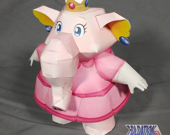 Pinke Dickhäuter Prinzessin Papierbastelpackung - Fuchsia Elephantis Papiermodell