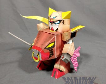 DIY SDmini Matador Gundam GF13-045NSP - Mecha Roboter Papiermodell mit Rindermotiven