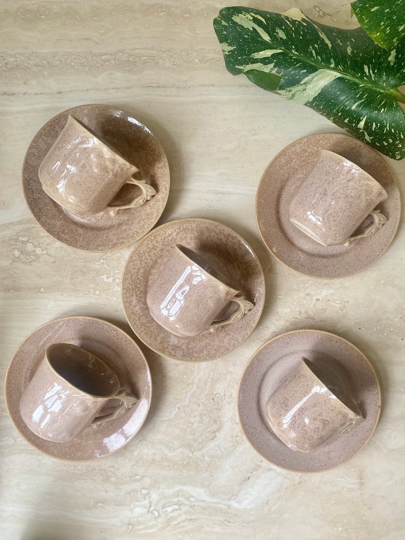 Vintage coffee espresso mugs and saucer set Set of 5. tea cup set