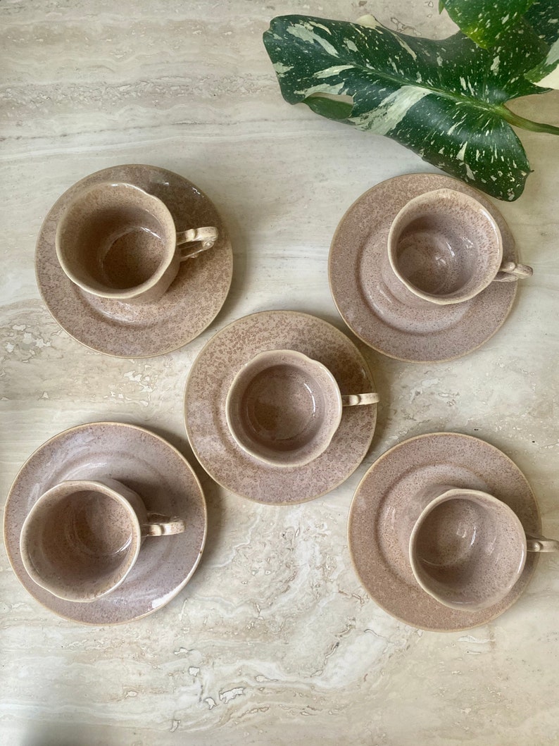 Vintage coffee espresso mugs and saucer set Set of 5. tea cup set