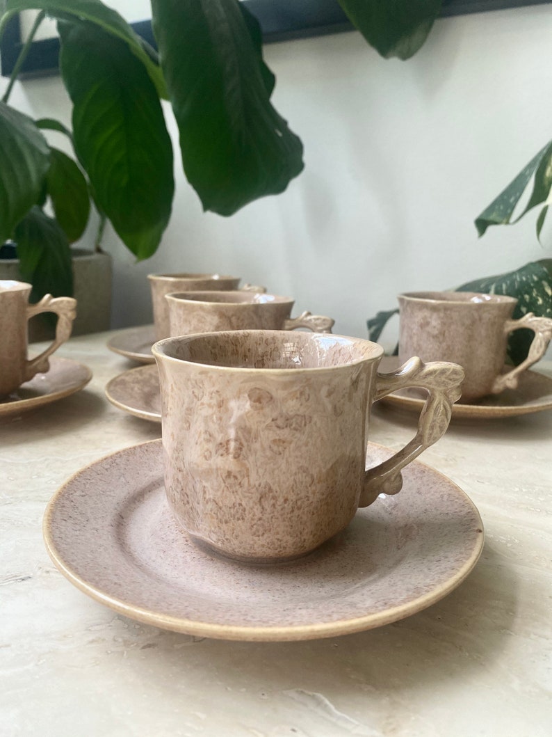 Vintage coffee espresso mugs and saucer set Set of 5. tea cup set