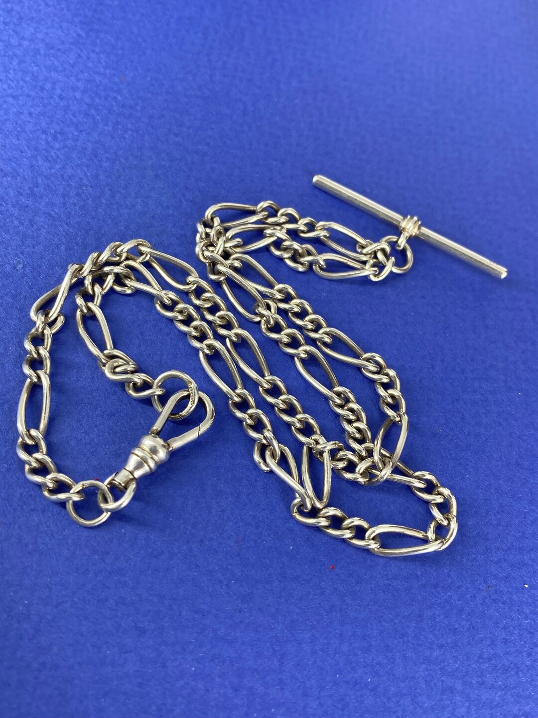 Vintage Watch Chain Necklace. Sterling Silver FIGARO Links Etsy