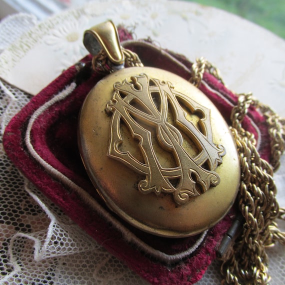 Victorian Monogram Locket. STATEMENT Locket and Ch