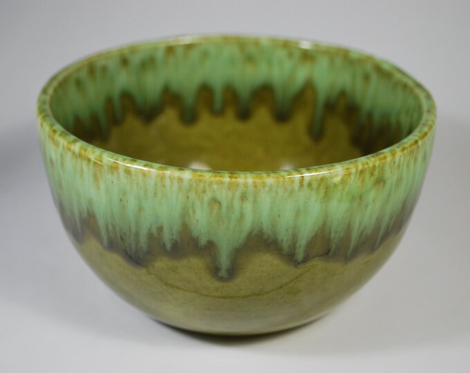 Vintage 1960s Green Drip Glaze Pottery Bowl Marked J 8 USA Etsy