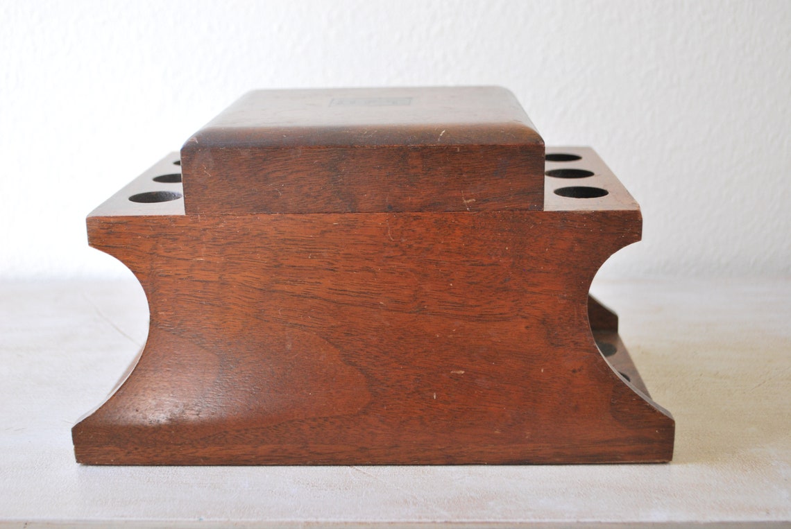Vintage Tobacco Pipe Stand and Humidor / White Glass Interior Etsy