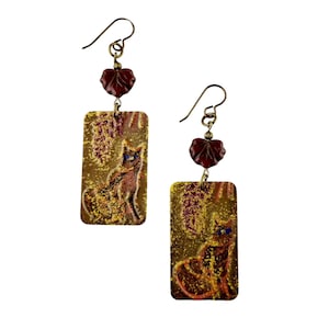 Handgemachte geprägte Messing Fuchs Ohrringe - Waldland-inspirierter Schmuck