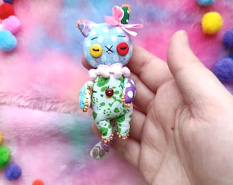 Ojos de botón diminutos hechos con retazos de tela de algodón. Juguete para gatos. Mascota, juguete para muñecas LPS, Blythe y BJD. Juguete para casas de muñecas y dioramas.