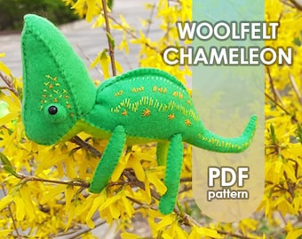 Handmade Wool Felt Chameleon Toy: DIY PDF Pattern