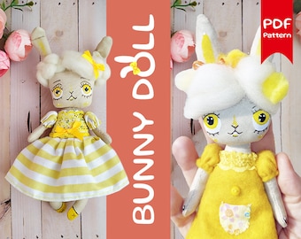 Primitive Bunny Doll Sewing Pattern: Small Handmade Toy (PDF Pattern)