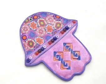 Hamsa Wall Hanging, Spiritual Gift, Purple Wall Art, Hamsa Hand, Home Blessing, Hand Of Fatima,Hamsa Decor, Protection Amulet, Purple Hamsa