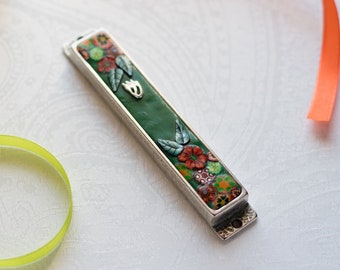 Kosher Mezuzah, Green Mezuzah, Mezuzah With Scroll, Jewish Housewarming Gift, Mezuzah Case, Judaica, Mezuzah, Bar Mitzvah Gift, Mezuzah Art