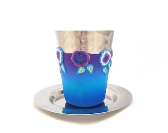 Wine Cup, New Home Gift, Wine Goblet, Kiddush Cup, Judaica, Made in Israel, Polymer Clay Gifts, Passover, Wedding Goblet,  Bar Mitzvah Gift