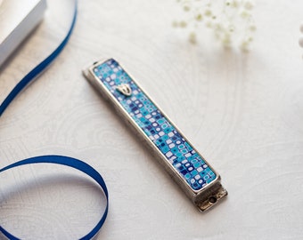 Mezuzah With Scroll, Mezuzah Gift, Judaica, Mezuzah Case, Jewish Wedding gift, Israeli Art, Handmade Mezuzah, Bat Mitzvah Gift, Mezuzah Art