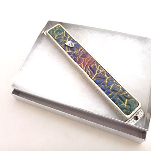Mezuzah With Kosher Scroll, Hostess Gift, Judaica, Modern Floral Mezuza, Bat Mitzvah Gift, Mezuzah Case, Made In Israel, Jewish Art, Mezuzah