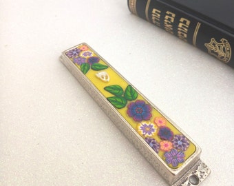 Modern Floral Mezuzah - Scroll Option, Judaica Gift, Israeli Art