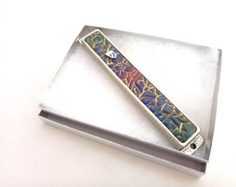 Mezuzah With Kosher Scroll, Hostess Gift, Judaica, Modern Floral Mezuza, Bat Mitzvah Gift, Mezuzah Case, Made In Israel, Jewish Art, Mezuzah