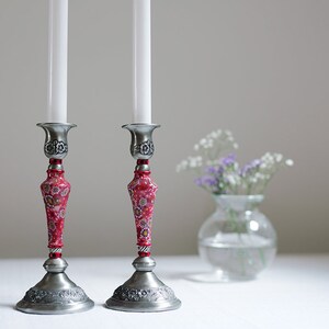 Table Decoration, Candlestick, Candle Holders, Candle Holder Set, Jewish Gift, Shabbat Candlesticks, Judaica, Jewish Housewarming Gift image 1