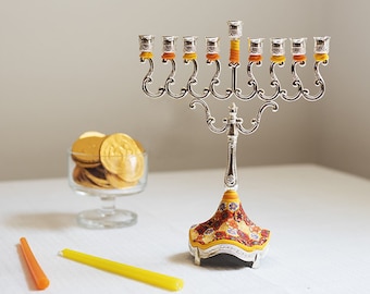 Menorah, Hanukkah, Judaica, Hanukkah gift, Chanuka, Jewish Art, Candle Centerpiece, Jewish Wedding Gift, Made In Israel, Candlestick,Hanukia