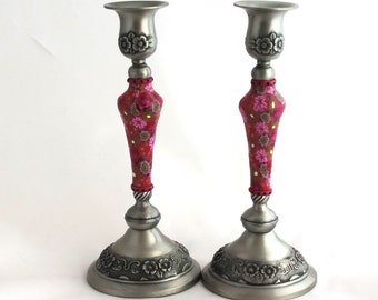 Candlesticks Holders, Home Accessories, Jewish Art, Table Decoration, Judaica, Candle Holder Set, Candle Centerpiece, Shabbat Candlestick