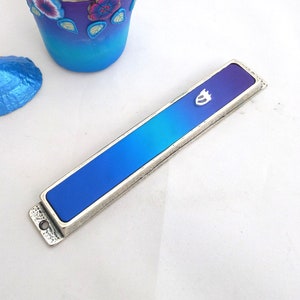 Mezuzah first apartment gift, Judaica, Mezuzah Case, Israeli Art, Jewish Housewarming Gift, Modern Mezuzah, Bar Mitzvah, Blue Mezuzah, Ombre