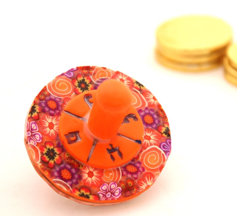 Hanukkah Gift Israeli Art Spinning Top Spinning Toy Hanukah Dreidel Hanukkah D\u00e9cor Polymer Clay Gifts Jewish Gift Judaica Israel
