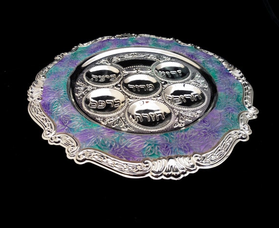 過越祭セダープレート、モダンなユダヤ教デザイン、ペサハサービング