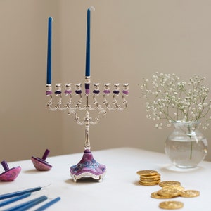 Hanukkah, Polymer Clay Gifts, Menorah, Judaica, Hanukkah Gift, Made In Israel, Hanukkah Décor, Candlestick, Jewish Wedding Gift, Chanukah