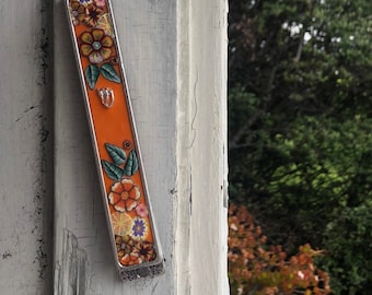 Floral Mezuzah, Kosher Mezuzah, Jewish Housewarming Gift, Judaica,  Mezuzah With Scroll option, Bar Mitzvah Gift, Handmade Mezuzah