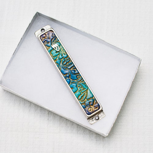 Mezuzah With Scroll Jewish Wedding Gift Modern Mezuza Etsy